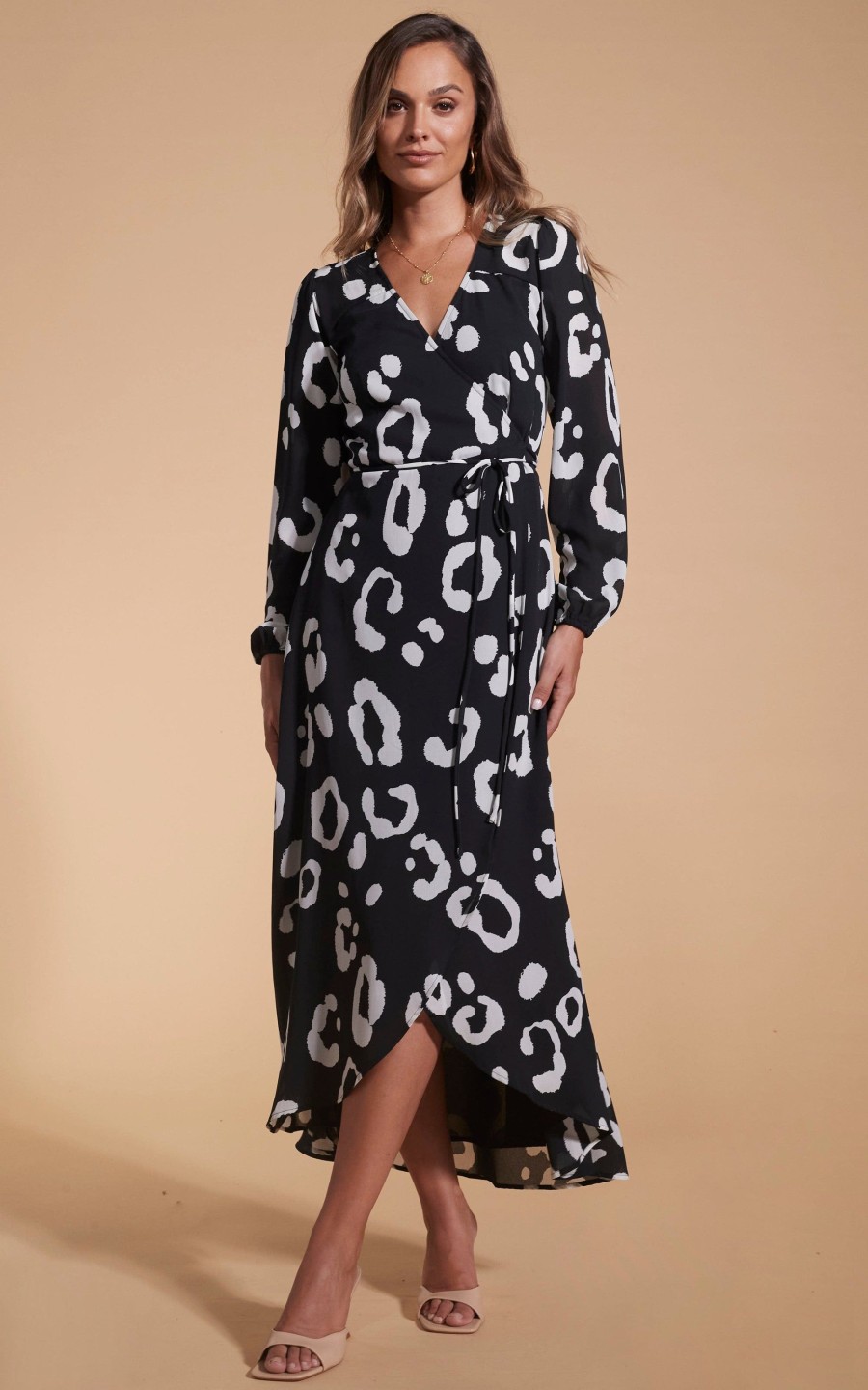 Women Dancing Leopard  | Jagger Maxi Dress In Oversized Mono Leopard